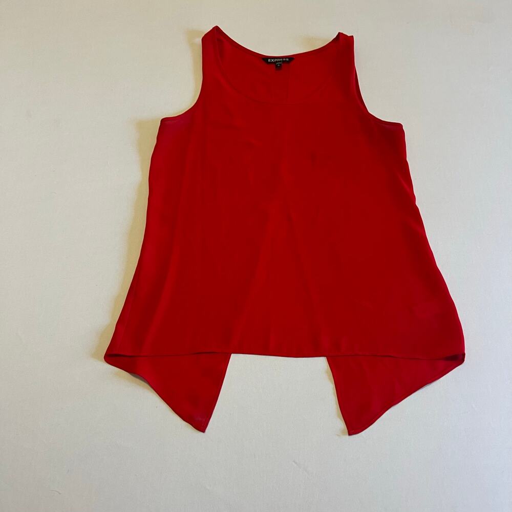 Express | Bright Red Split-Back Sleeveless Tank Top Blouse - Small